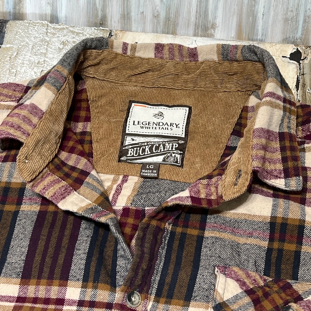 Legendary Whitetails Men's Buck Camp Flannel Shirt, Large Size